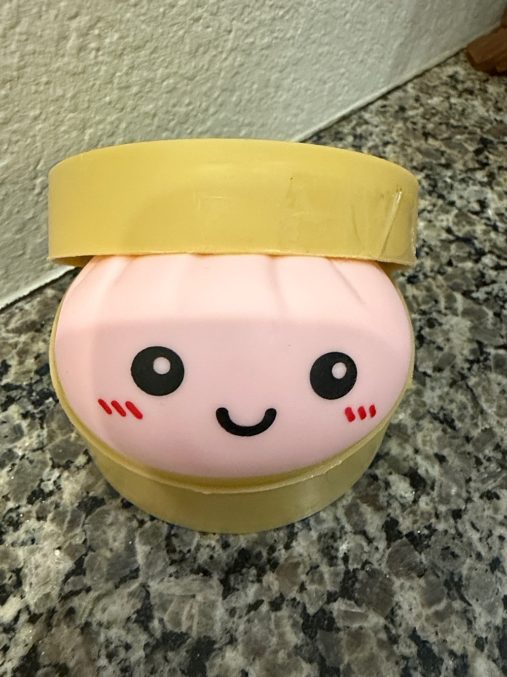Cute Pink Kawaii Squishy Toy with Yellow Case